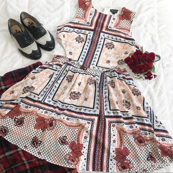 Topshop Scarf Print Pinafore Cut Out Sundress - Picture 6 of 8